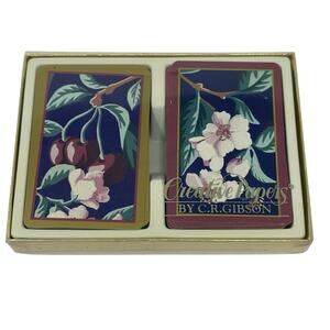 C.R. Gibson Vintage Creative Papers 2 Decks Playing Cards Cherry Blossoms
